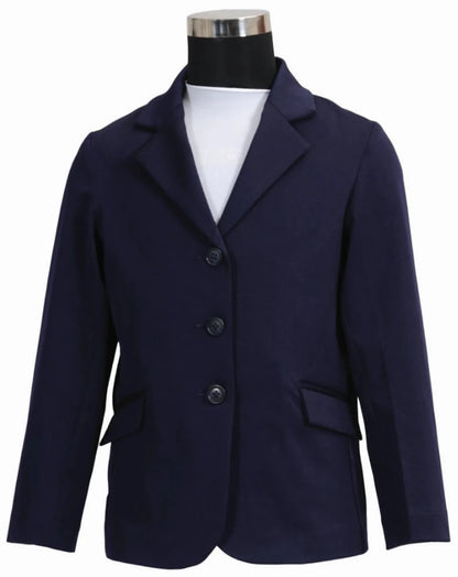 Children's Equestrian Show Coat - Classic Competition Jacket with Stretch Fabric & Vented Back - Equine Couture Raleigh in navy blue