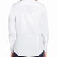 Woman wearing Women's Coolmax Show Shirt - Long Sleeve Competition Shirt with Moisture-Wicking Technology, back view white shirt