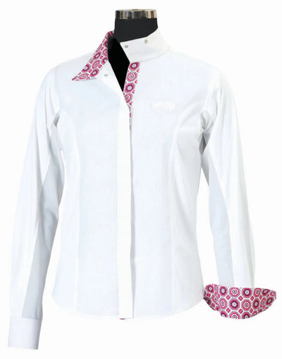 Equine Couture Kelsey Long Sleeve Show Shirt for Kids, White/pink/6