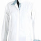 Equine Couture Kelsey Long Sleeve Show Shirt for Kids - Coolmax Moisture Wicking Competition Shirt in white with blue patterned accents.