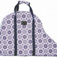 Equine Couture Kelsey Saddle Bag - Water Resistant Horse Saddle Carrier with Full Zipper in purple geometric pattern