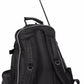 Black Equestrian Backpack - Water-Resistant Riding Gear Bag with Helmet Compartment shown from back with adjustable straps and handle.