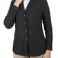 Equine Couture Women EquiVent 4-Snap Button Show Coat modeled outdoors, ideal for equestrian and horse supplies.