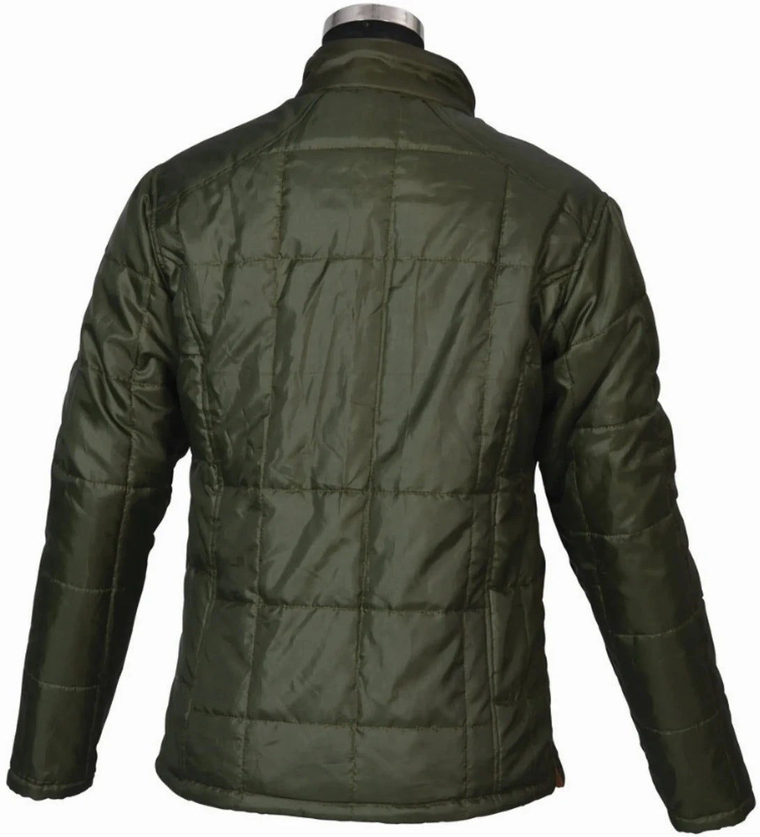 Equine Couture Finley Reversible Jacket - Women's Windproof Riding Jacket with Faux Leather Trim in dark green back view