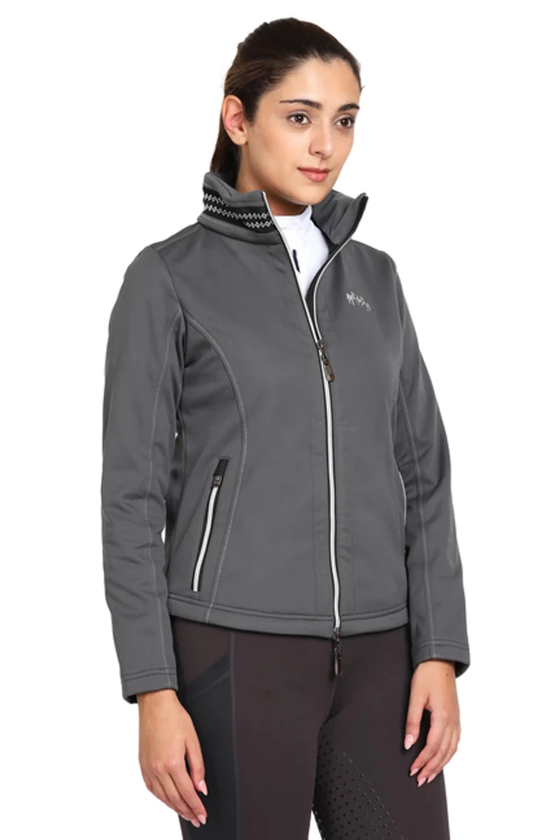 Equine Couture Ladies Becca Soft Shell Jacket with Fleece, charcoal/XS, view 5