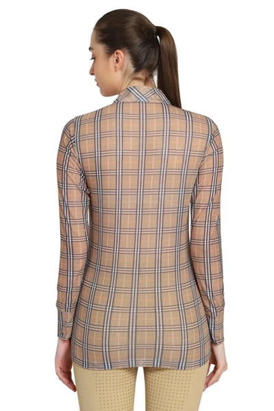 Equine Couture Ladies Melanie Sport Shirt, safari plaid/1