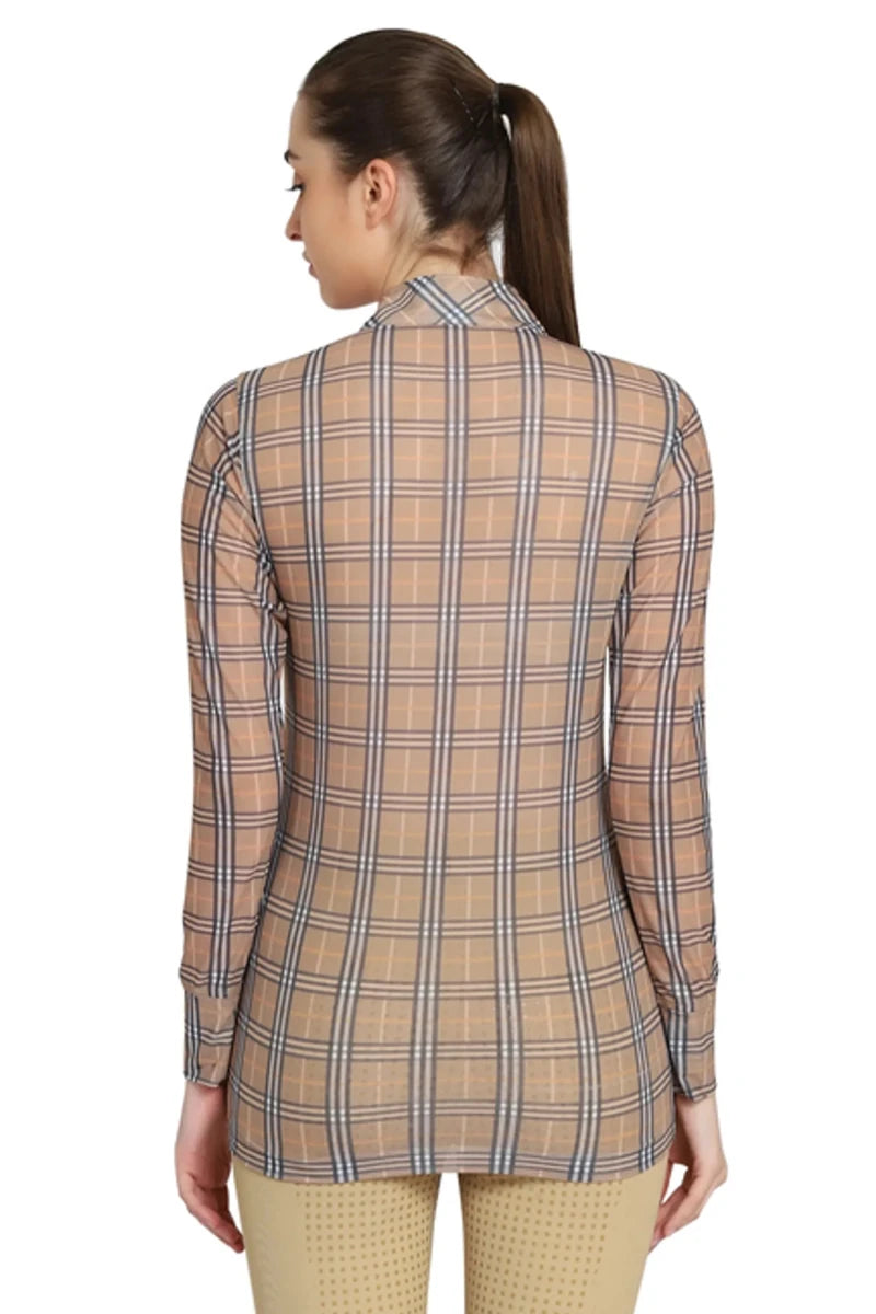 Equine Couture Ladies Melanie Sport Shirt, safari plaid/XS, view 3