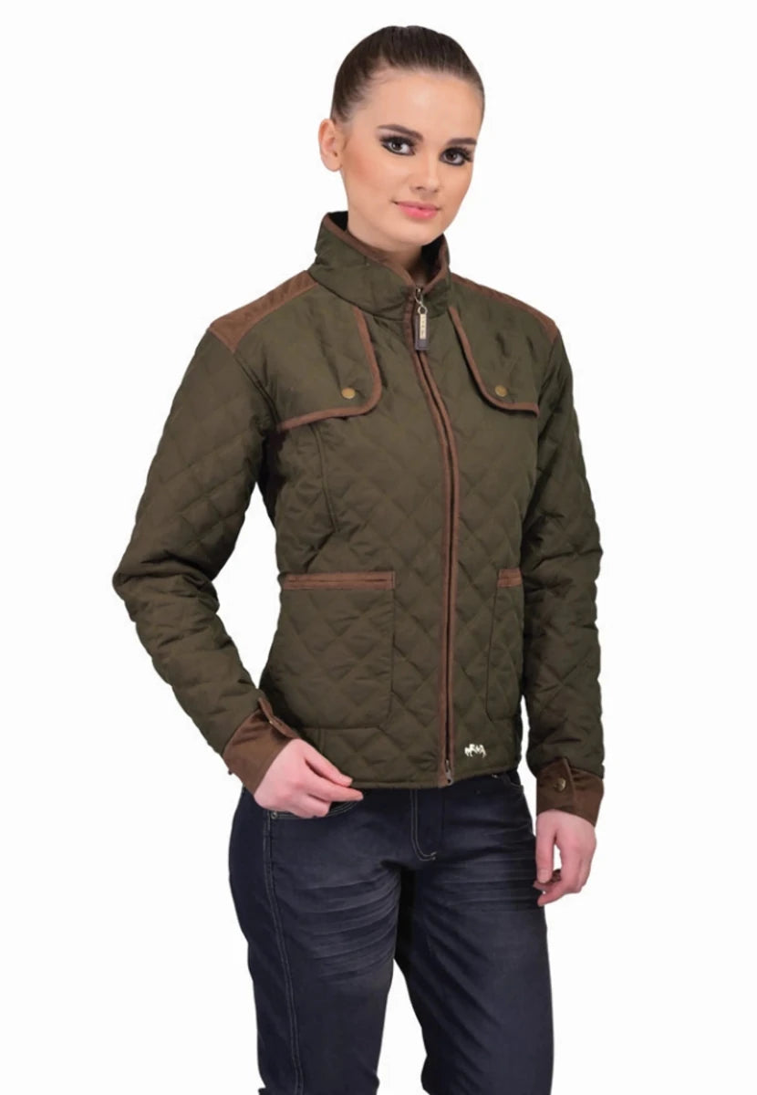 Women's Quilted Riding Jacket, Equine Couture Cory, Military olive/XS, view 14