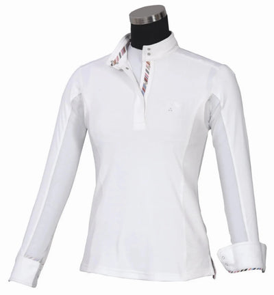 Equine Couture Cara Long Sleeve Show Shirt, White/X-LARGE