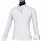 Equine Couture Cara Long Sleeve Show Shirt - Women's EquiCool Moisture Wicking Competition Shirt in white with striped collar trim