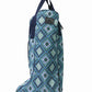 Equine Couture Artemis Boot Bag - Water Resistant Riding Boot Carrier with Double Handles in blue patterned fabric