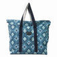 Equine Couture Artemis Tote Bag - Large Equestrian Gear Bag with Diamond Pattern in blue and navy straps