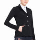 Woman modeling Equine Couture Lacey Ultra Light Show Coat - Women's Breathable Competition Jacket in black with hand in pocket