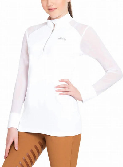 Equine Couture Erna EquiCool Long Sleeve Sport Shirt, White/X-LARGE