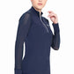Woman wearing navy Equine Couture Erna EquiCool Long Sleeve Sport Shirt - Women's UPF 50+ Sun Protection Shirt