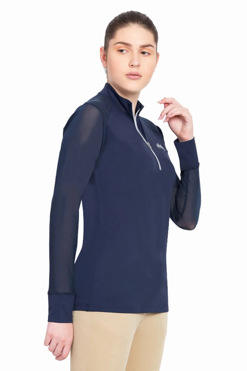 Equine Couture Erna EquiCool Long Sleeve Sport Shirt, Ec navy/1, view 13
