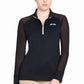 Woman wearing Equine Couture Erna EquiCool Long Sleeve Sport Shirt - Women's UPF 50+ Sun Protection Shirt in black with sheer sleeves