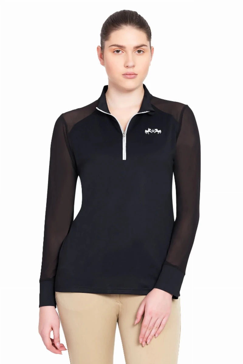 Equine Couture Erna EquiCool Long Sleeve Sport Shirt, Black/X-SMALL, view 21