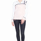 Woman wearing Equine Couture Ladies Nicole EquiCool Long Sleeve Sport Shirt in light pink and white with black accents.