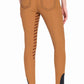 Equine Couture Ladies Nora Extended Knee Patch Breeches - Bamboo Cotton Full Leg Silicone Grip Riding Pants in tan back view