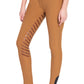 Equine Couture Ladies Nora Extended Knee Patch Breeches - Bamboo Cotton Full Leg Silicone Grip Riding Pants in brown fit model