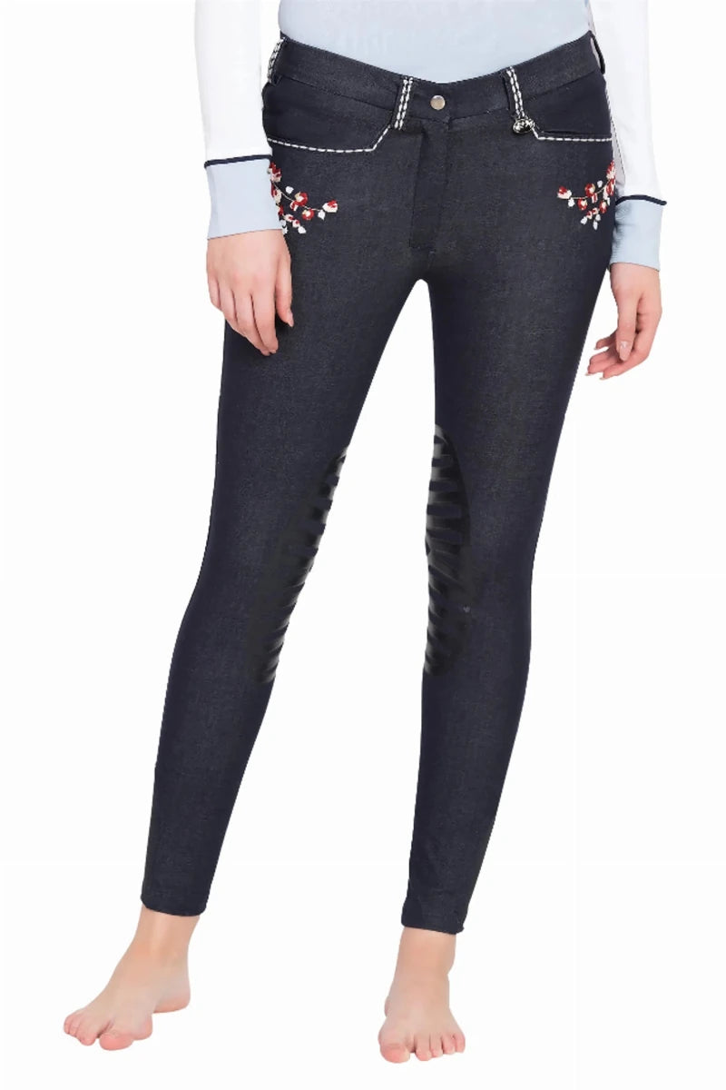 Equine Couture Alice Denim Embroidered Breeches, view 9