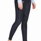 Model wearing Equine Couture Alice Denim Embroidered Breeches - Women's Riding Jeans with Silicone Patches in dark denim color
