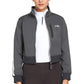 Woman wearing EQUINE COUTURE LADIES PIPPA CROPPED JACKET in gray with zip front and high collar, styled for equestrian use