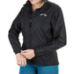 Equine Couture Ladies Aberdeen Jacket in black worn by woman adjusting sleeve against white background