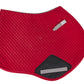 Equine Couture Performance Saddle Pad in vibrant red with quilted texture and reinforced black patch for durability