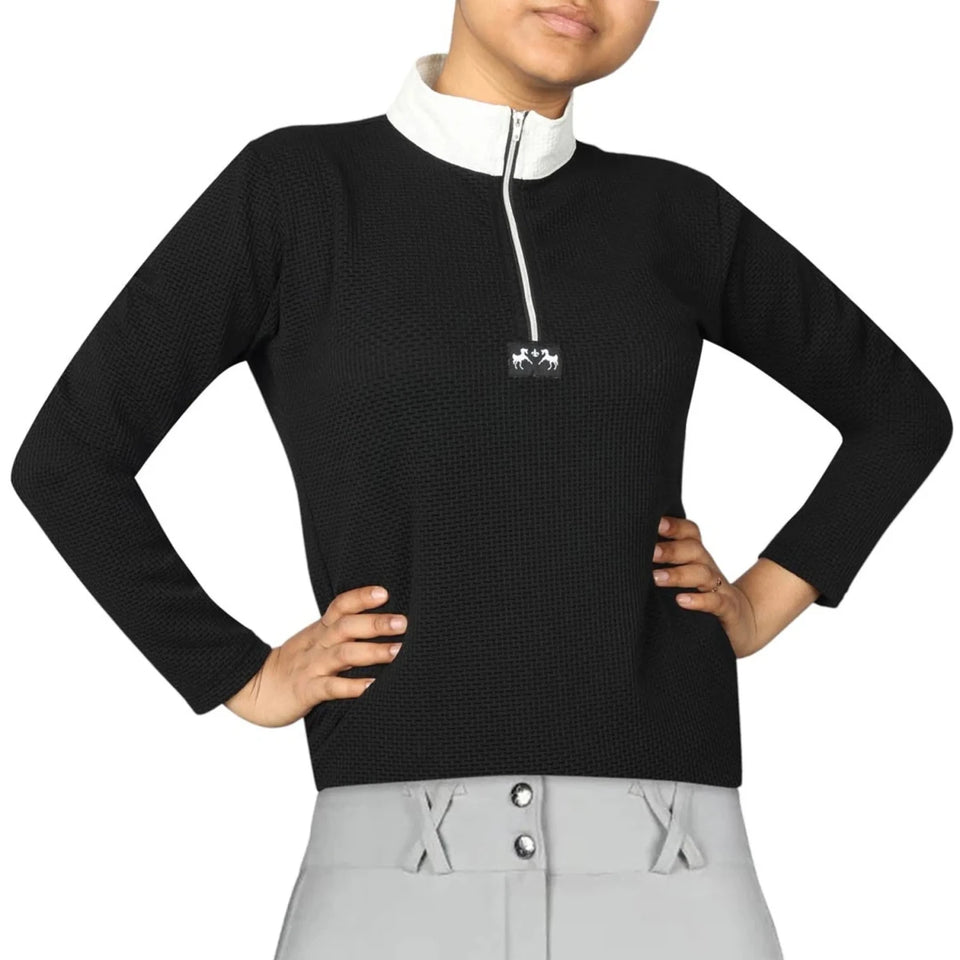 Equine Couture Aerocool Show Shirt-White-L, Black/1, view 9
