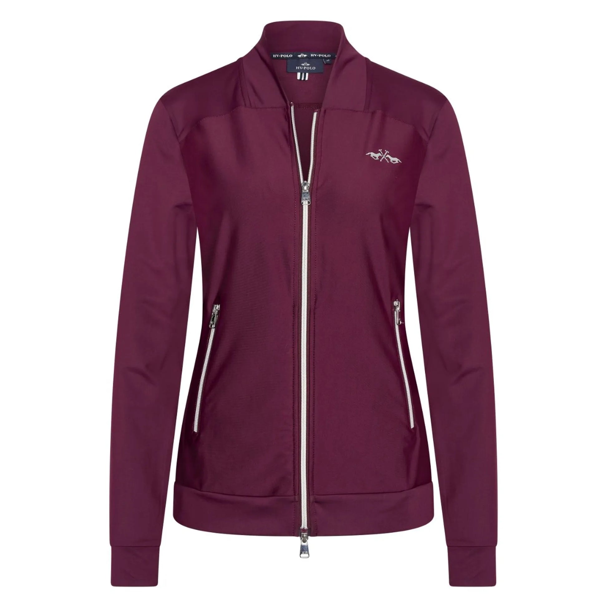 HV Polo Tech Cardigan HVPTeddy-Dark berry-M in dark berry with zip pockets and full front zipper, sporty style