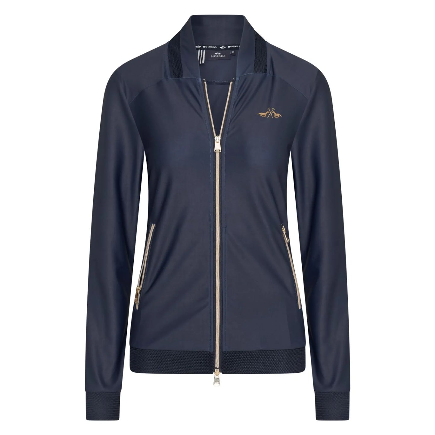 HV Polo Tech Cardigan HVPTeddy-Dark berry-M navy zip-up jacket with gold accents and long sleeves for casual wear