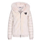 HV Polo Faux Fur Jacket HVPMila-Kit-2XL in light beige with quilted sleeves and a plush faux fur hood trim