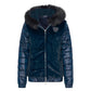 HV Polo Faux Fur Jacket HVPMila-Kit-2XL with navy quilted sleeves and fur-trimmed hood for cozy warmth