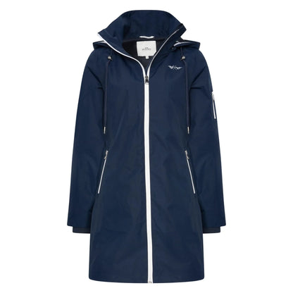 HV Polo HVSJoie Long Jacket- Navy- 38 designed for stylish comfort with zipped pockets and a hood, ideal for premium everyday wear.