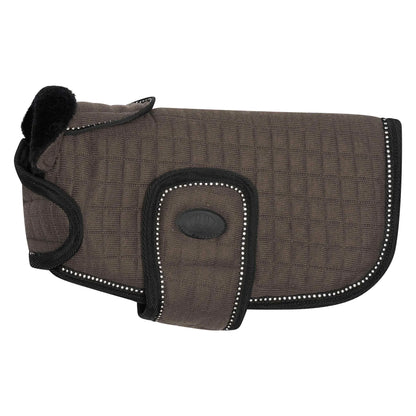 HV Polo Dog Coat HVPFranka-Navy-XL in navy blue with quilted fabric and black trim, premium dog supplies from PetsPerfect