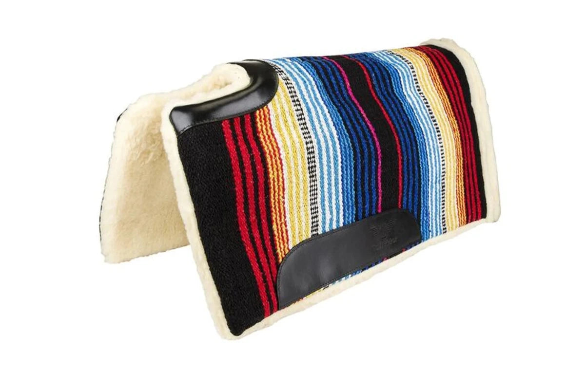 TuffRider Phoenix Small Acrylic Western Saddle Pad - Contoured Horse Saddle Blanket with colorful striped design and fleece lining