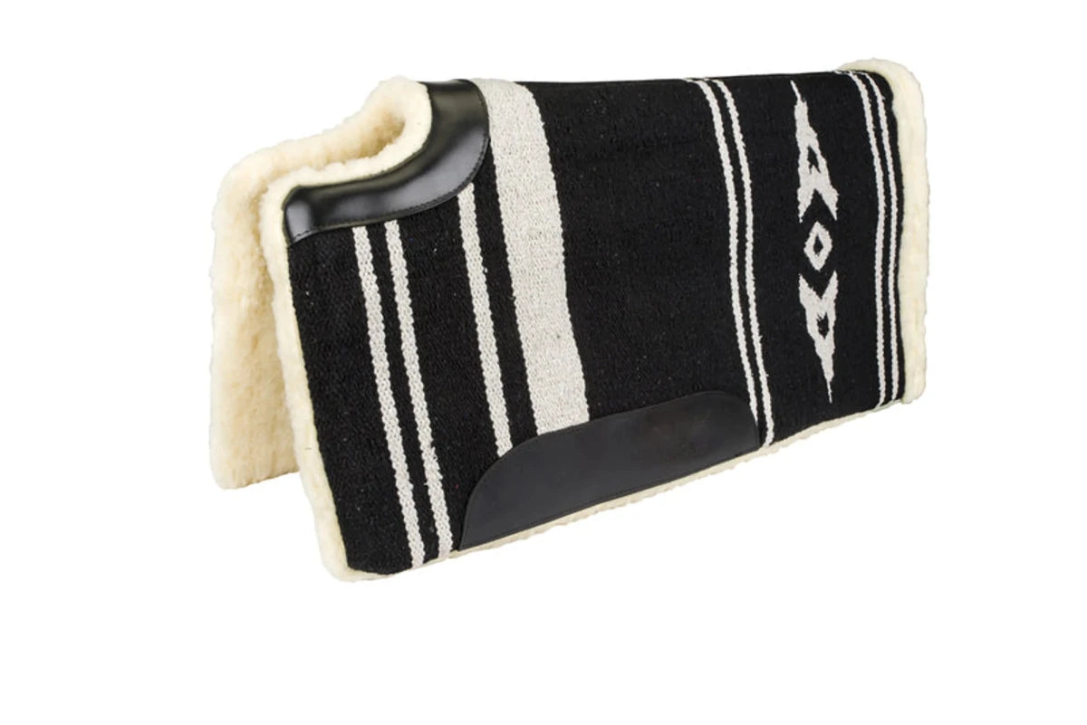 TuffRider Phoenix Large Acrylic Western Saddle Pad - Fleece Lined Horse Saddle Blanket with Wither Relief in black and white