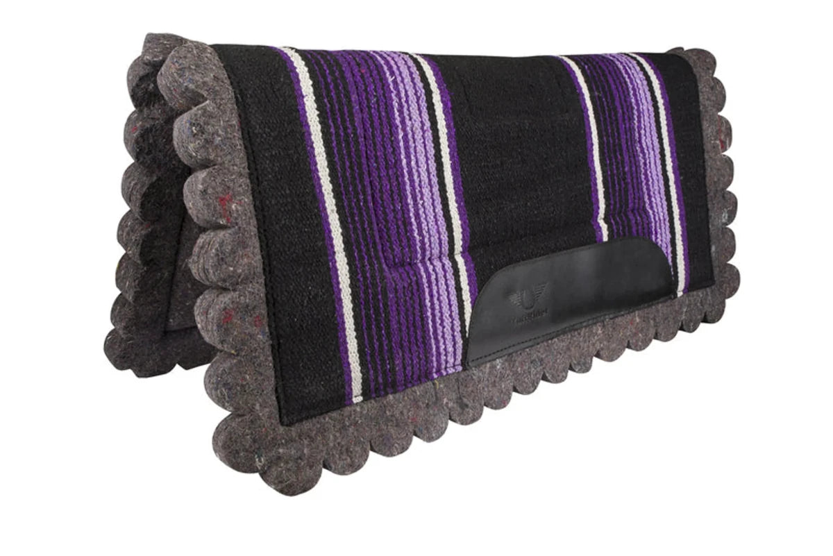TuffRider Cheyenne Acrylic Felt Western Saddle Pad in black and purple with scalloped edges for equestrian use