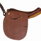 Pony Leadline Saddle - Beginner Saddle with Suede Seat and Grab Strap in brown leather for equestrian supplies