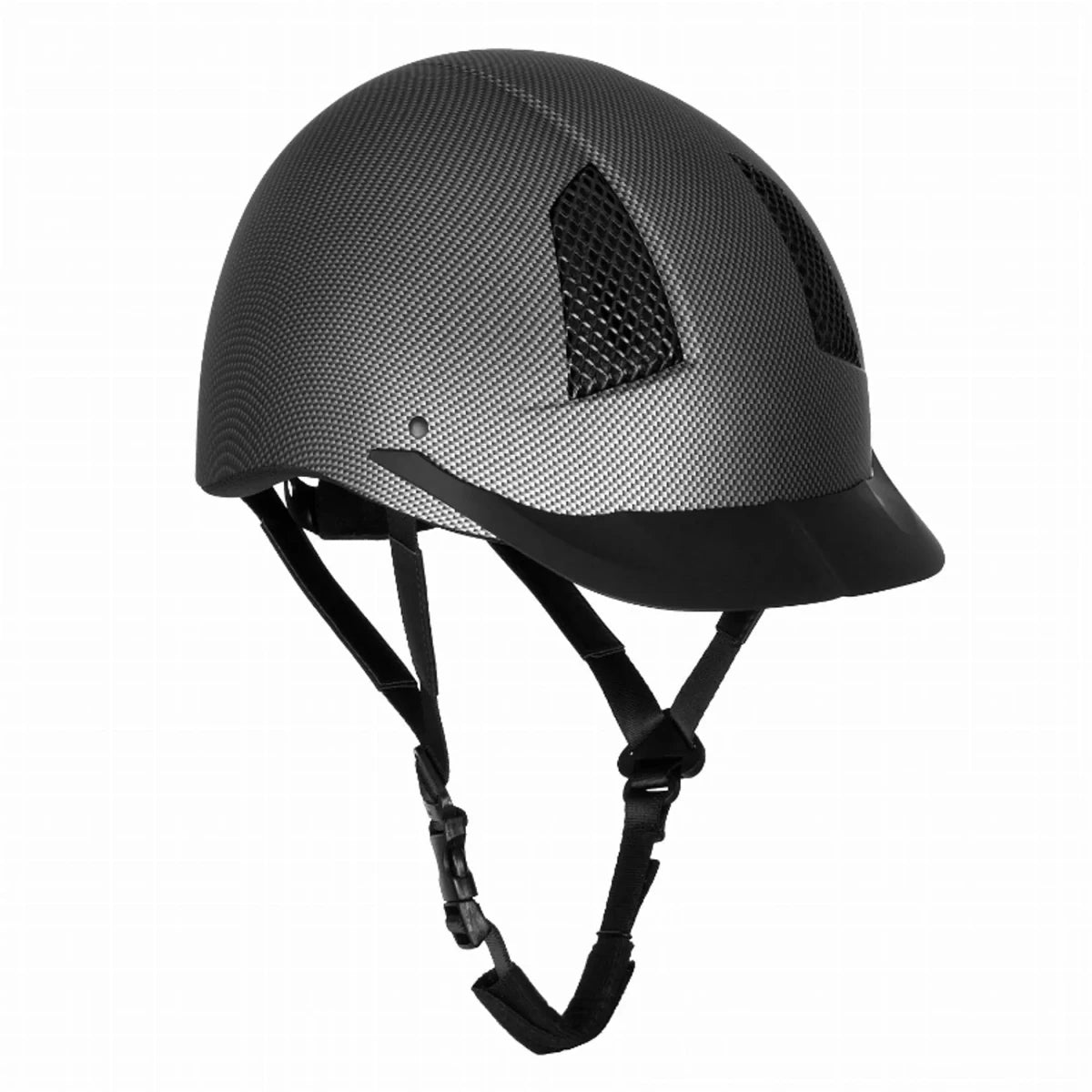 Equestrian Helmet - TuffRider Carbon Fiber Shell SEI Certified Riding Helmet with Coolmax Lining in sleek black design