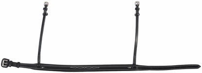 Henri de Rivel Pro Wide Padded Raised Fancy Stitched Noseband For Mono Crown Bridle in black leather with silver buckles