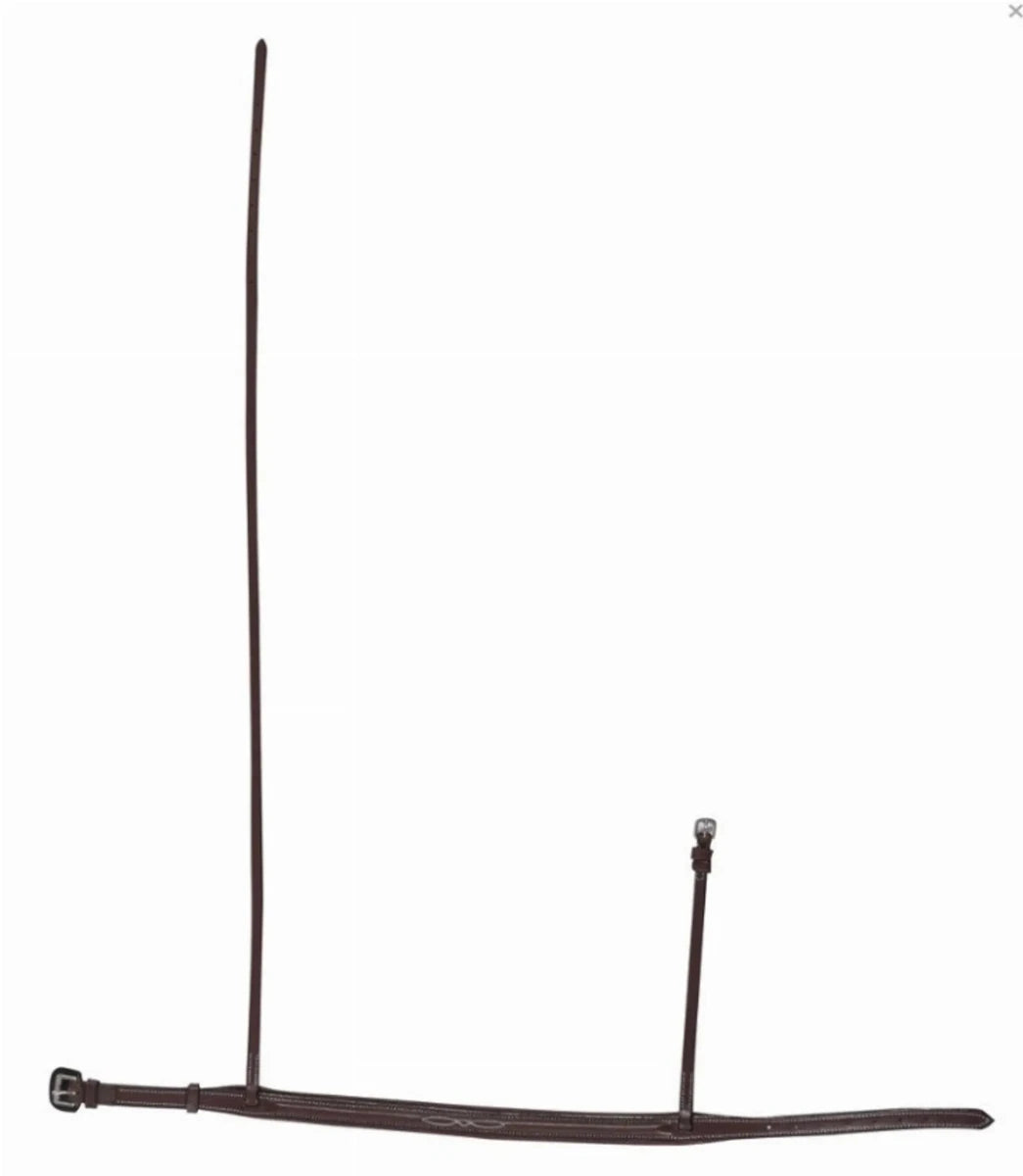 Padded Fancy Stitched Noseband - Replacement Leather Noseband for Horse Bridles in dark brown leather with stitching detail