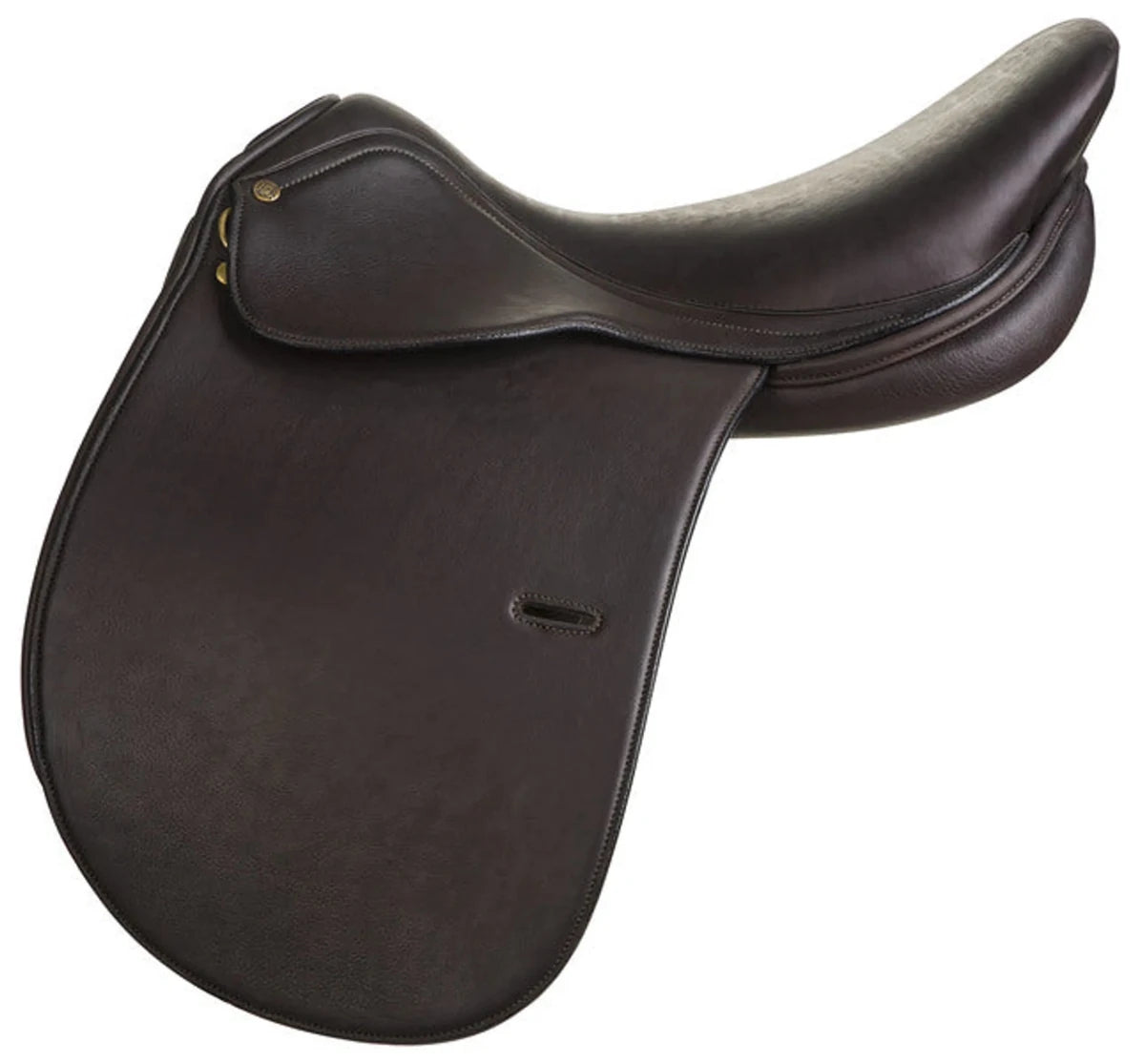 Henri De Rivel Jaipur Polo Saddle in dark leather, designed for comfortable and durable horse riding equipment.