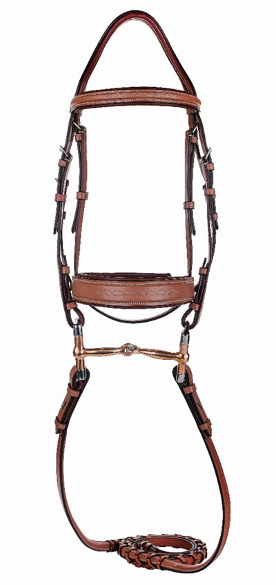 Laureate by Henri de Rivel Fancy Stitched Bridle with Wide Caveson and, Oakbark/COB
