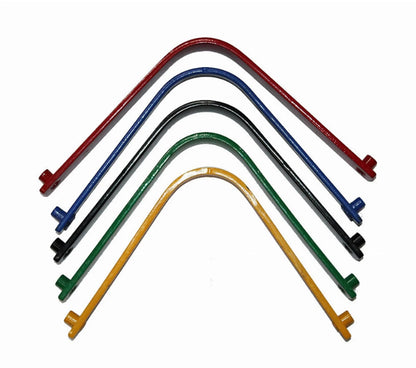 Henri de Rivel Adjustable Saddle Gullet Plate Set in red, blue, black, green, and yellow for equestrian saddles