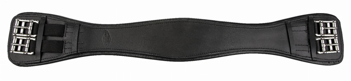 Henri de Rivel Pro Dressage Snap Girth black leather with stainless steel buckles for equestrian tack