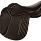 Henri de Rivel Synergy Plus Saddle- Flocked, Havana, 16.5 shown in rich brown leather with detailed stitching and padded seat.