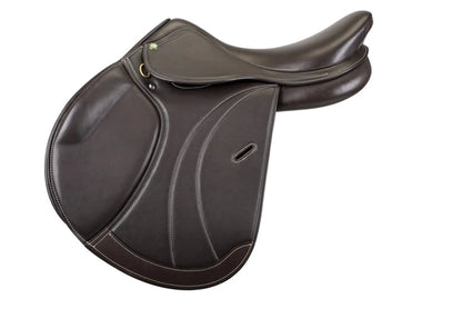 Henri de Rivel Equipe Covered Close Contact Saddle - Interchangeable Gullet System with Grippy Seat & Foam Panels in dark brown leather